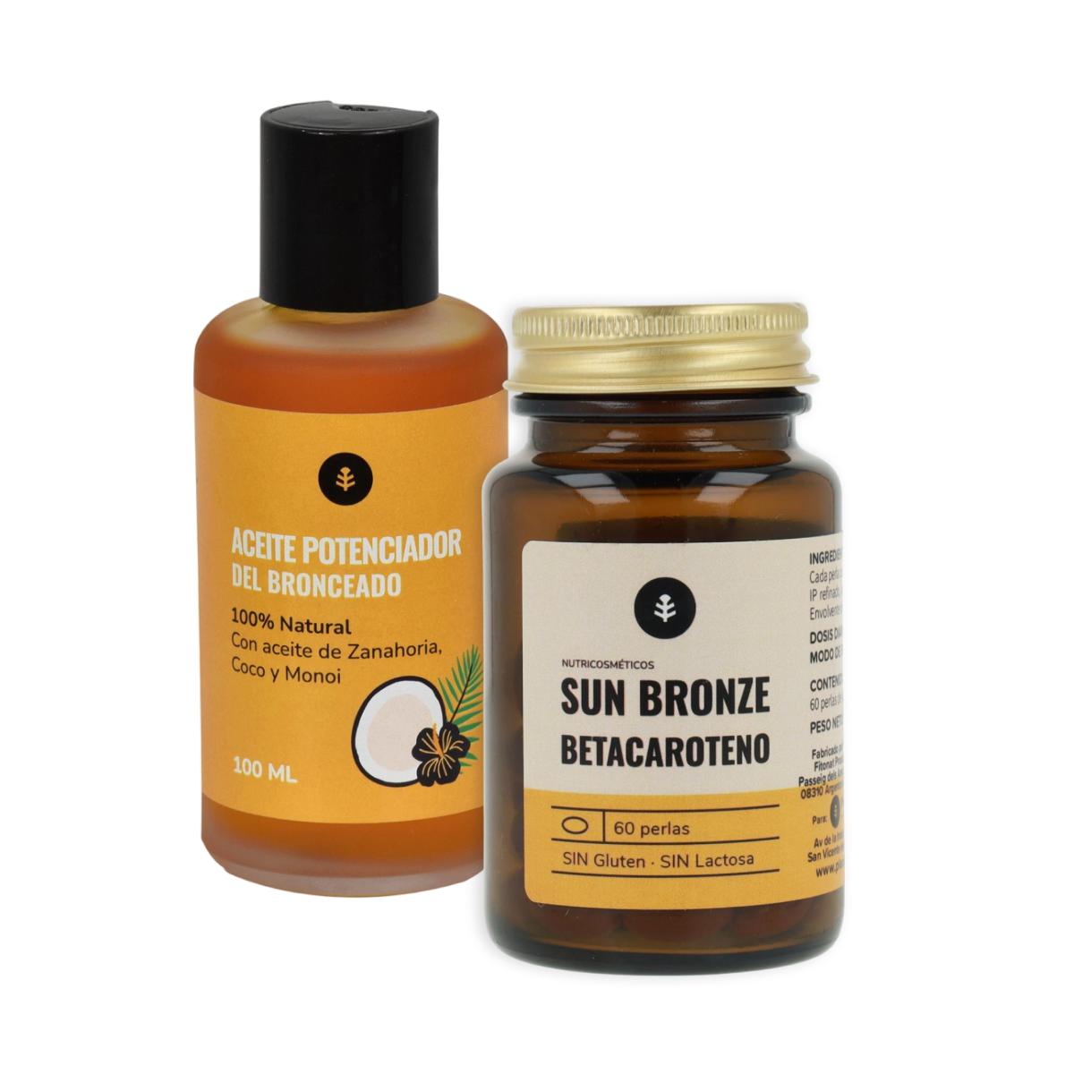 Planeta Huerto Pacote intensificador de bronzeado natural Betacaroteno + óleo bronzeador