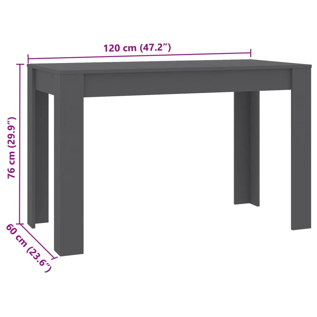 Mesa De Comedor De Aglomerado Gris 120x60x76 Cm_4