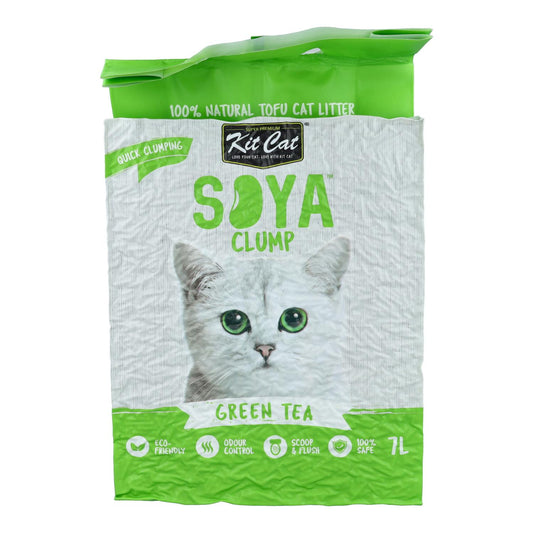 Kit de areia para gatos Eco SoyaClump - Chá verde, 7 L