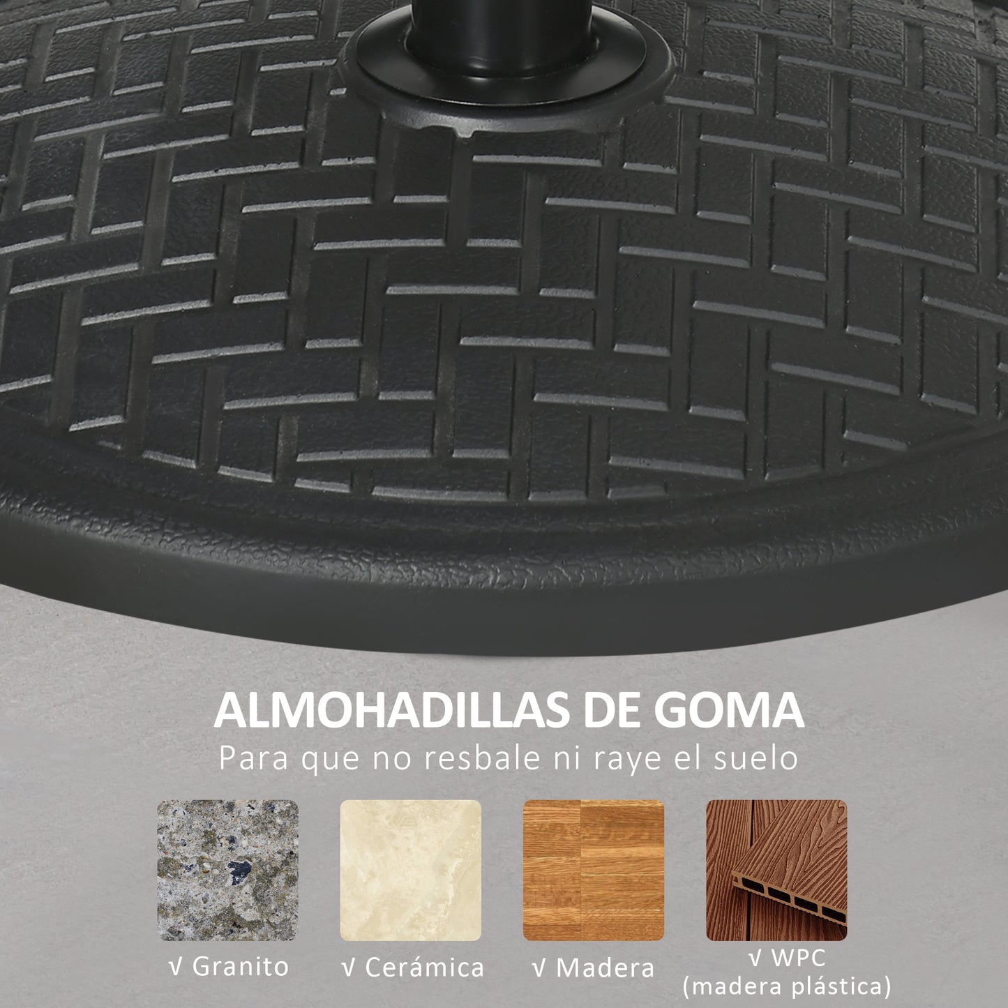 Outsunny Base De Sombrilla De Hormigón 14 Kg Para Mástil De Ø32-38 Mm Ø46x34 Cm_5