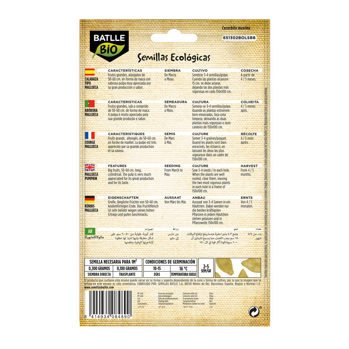 Sementes de abóbora biológicas Batlle Maiorca