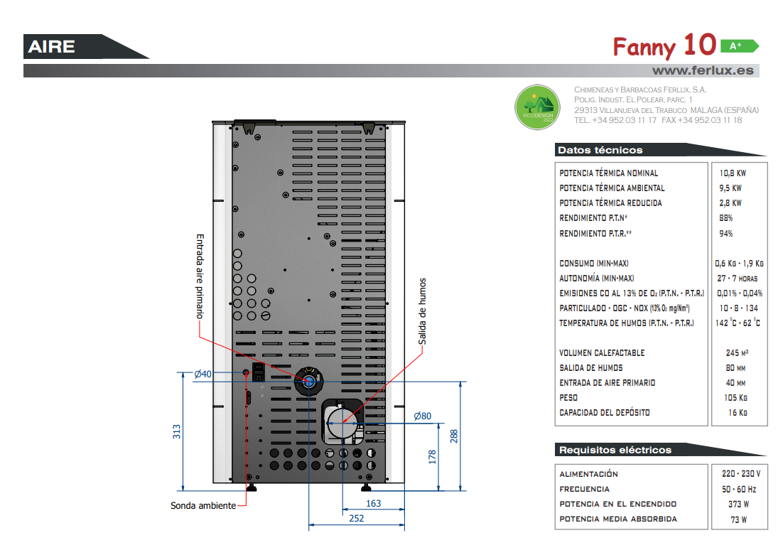 Bricosol Estufa De Pellets Fanny 10 Blanco Perla De Ferlux_3