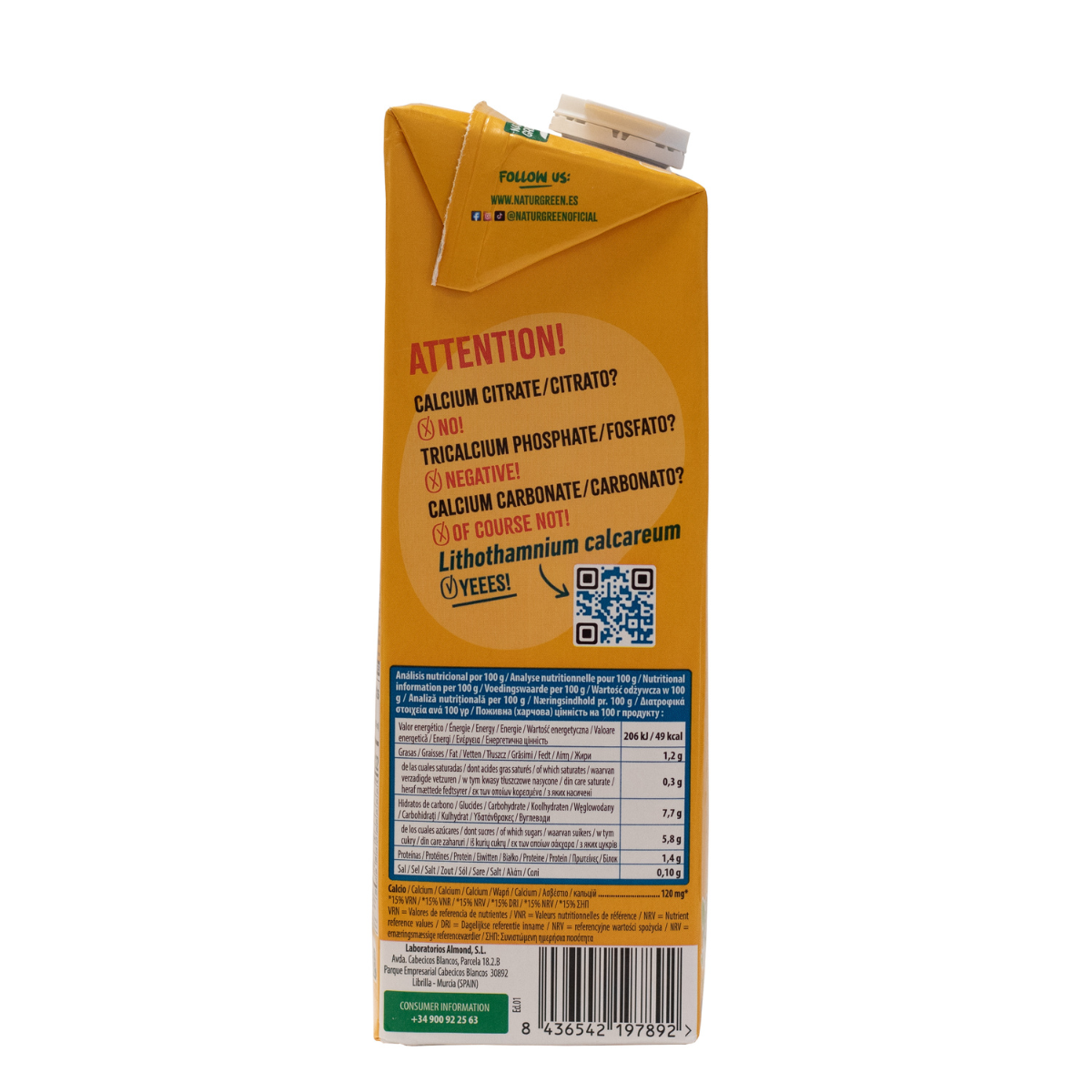 Pack de 6 Bebidas de Aveia Naturgreen com Cálcio sem adição de açúcares, 1 litro