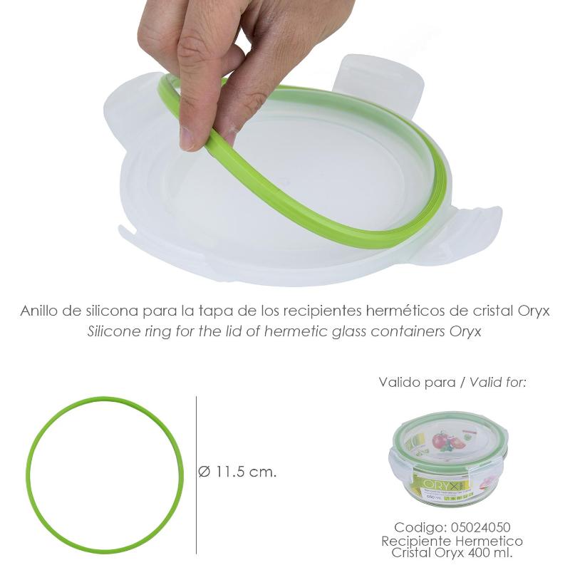 Anillo Silicona Para Recipiente Hermetico Cristal Redondo 400 Ml.