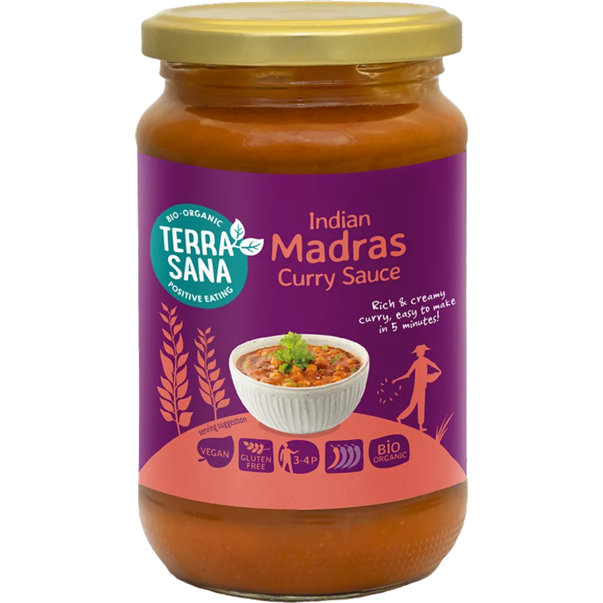Molho de caril indiano Madras Terrasana 350 g