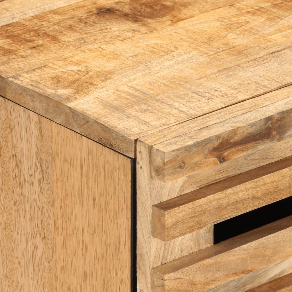 Mesita De Noche De Madera Maciza De Mango Rugosa 50x34x60 Cm_4
