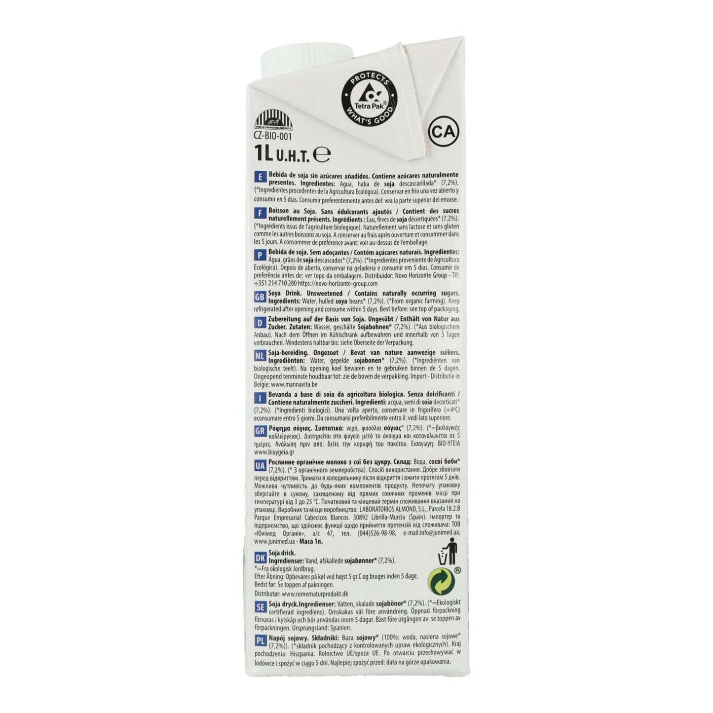 Bebida de soja natural sem açúcar NaturGreen, 1 litro