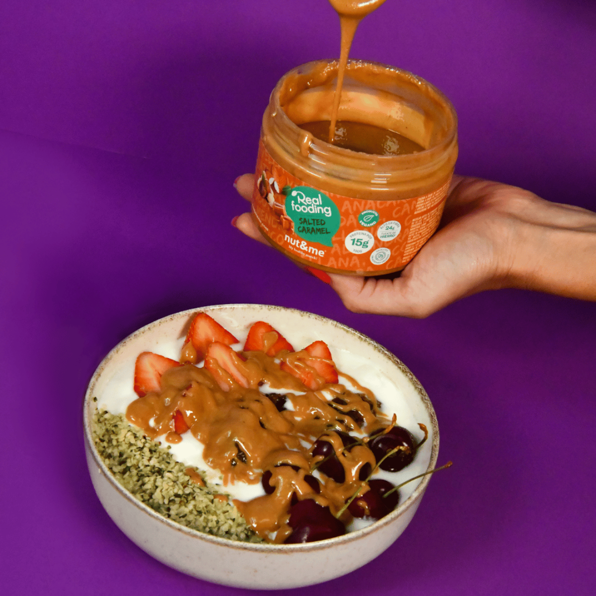 Creme de amêndoa e avelã com sabor a caramelo salgado 250g Realfooding