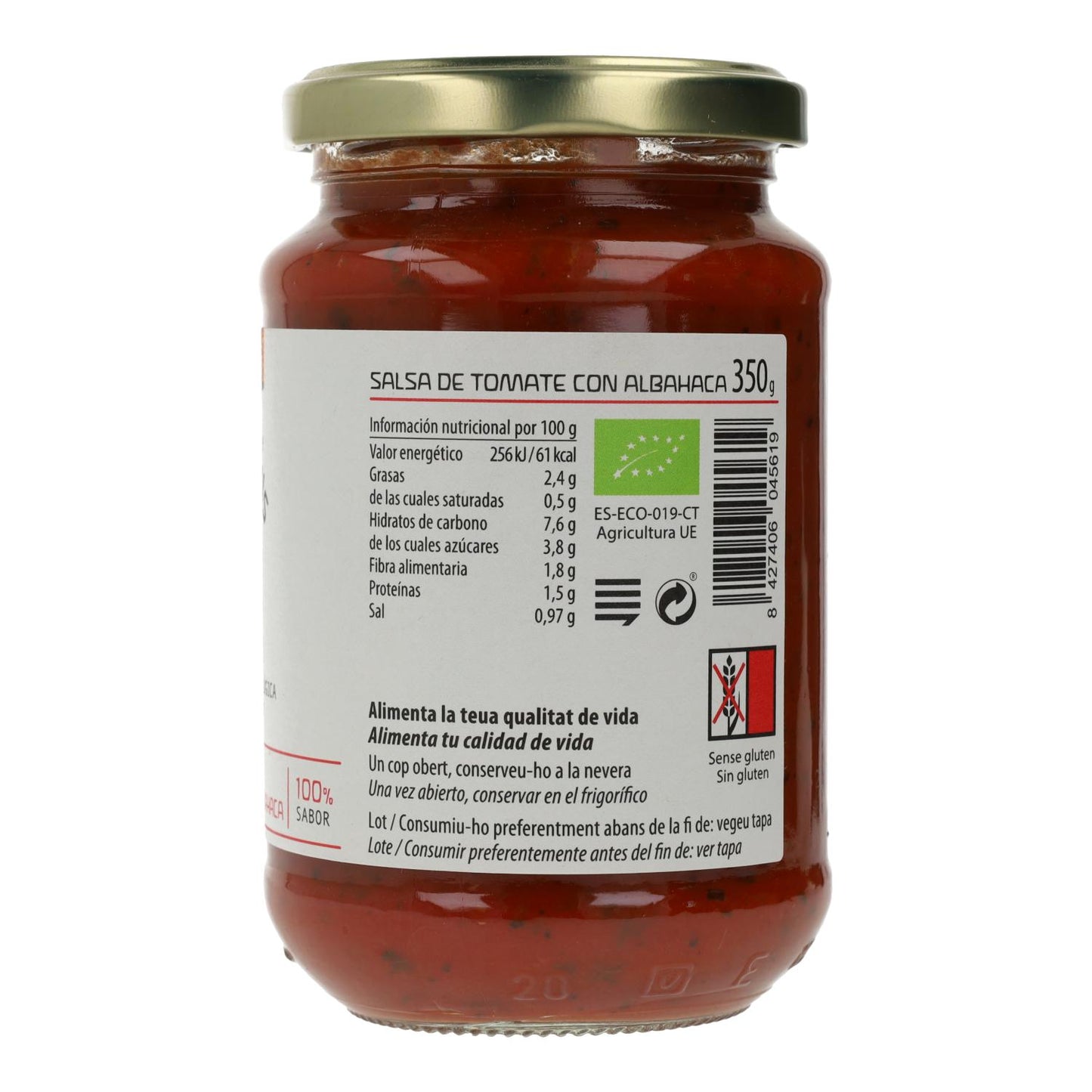Molho de tomate biológico Cal Valls com manjericão 350 g