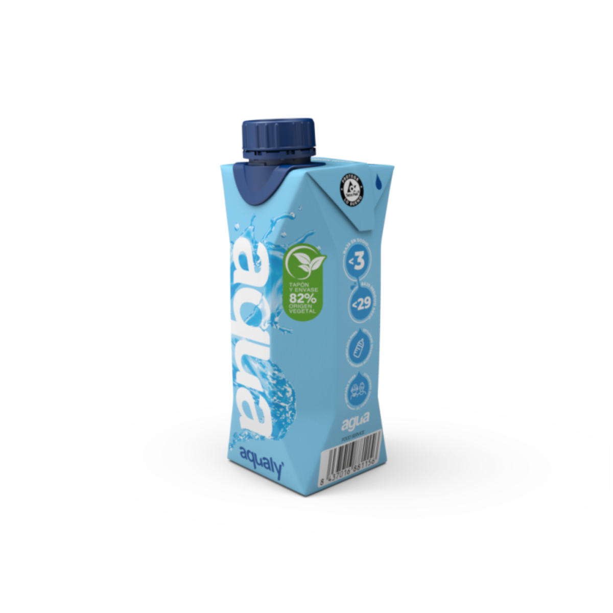 Água Aqualy em caixa de 330 ml.