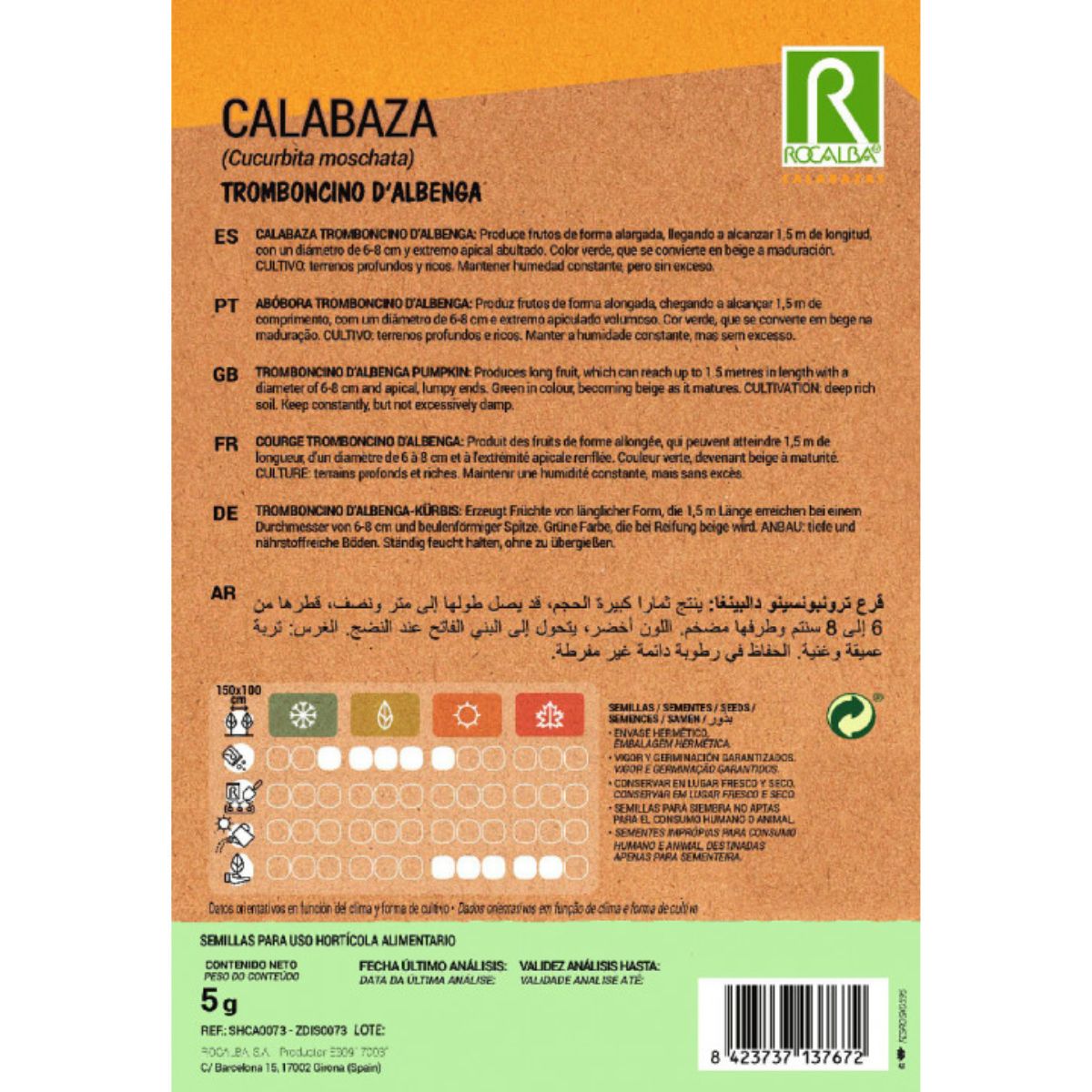 Sementes de Abóbora Tromboncino d'albenga