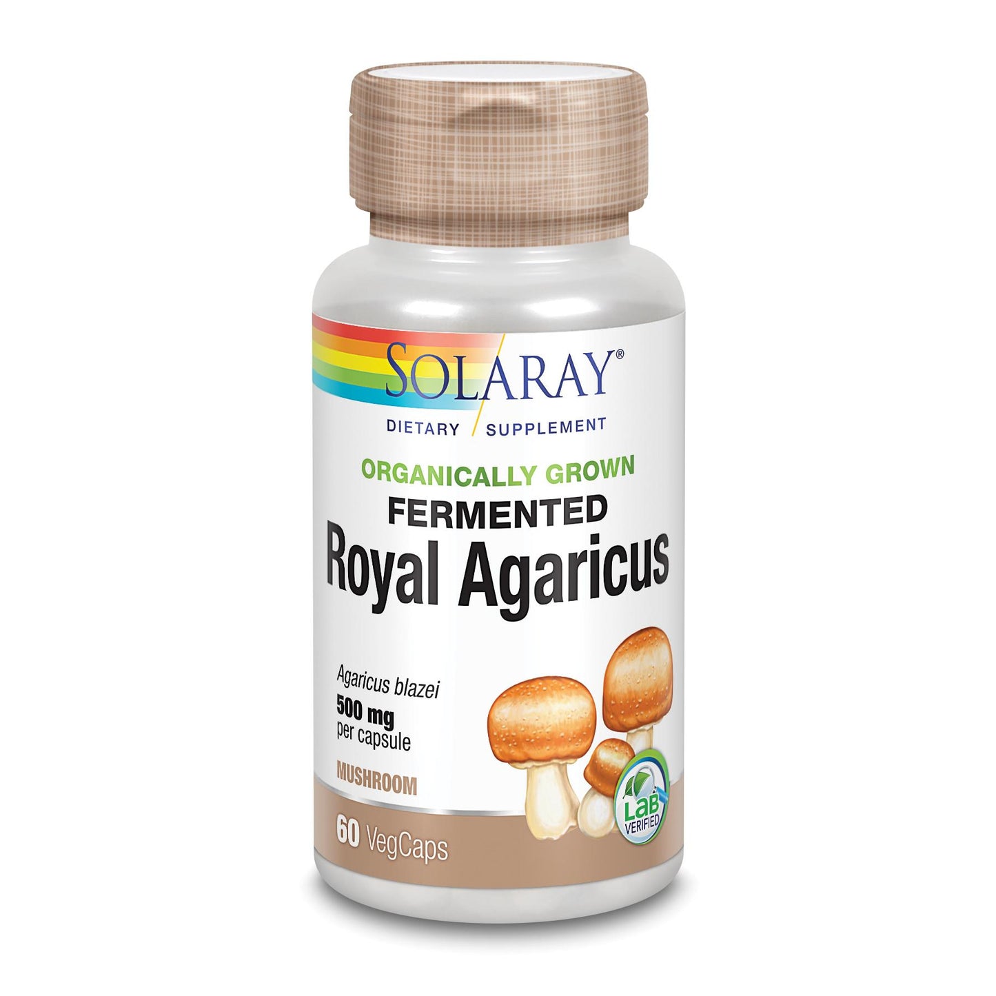 Cogumelo Royal Agaricus Del Sol 500 mg 60 cápsulas vegetais Solaray