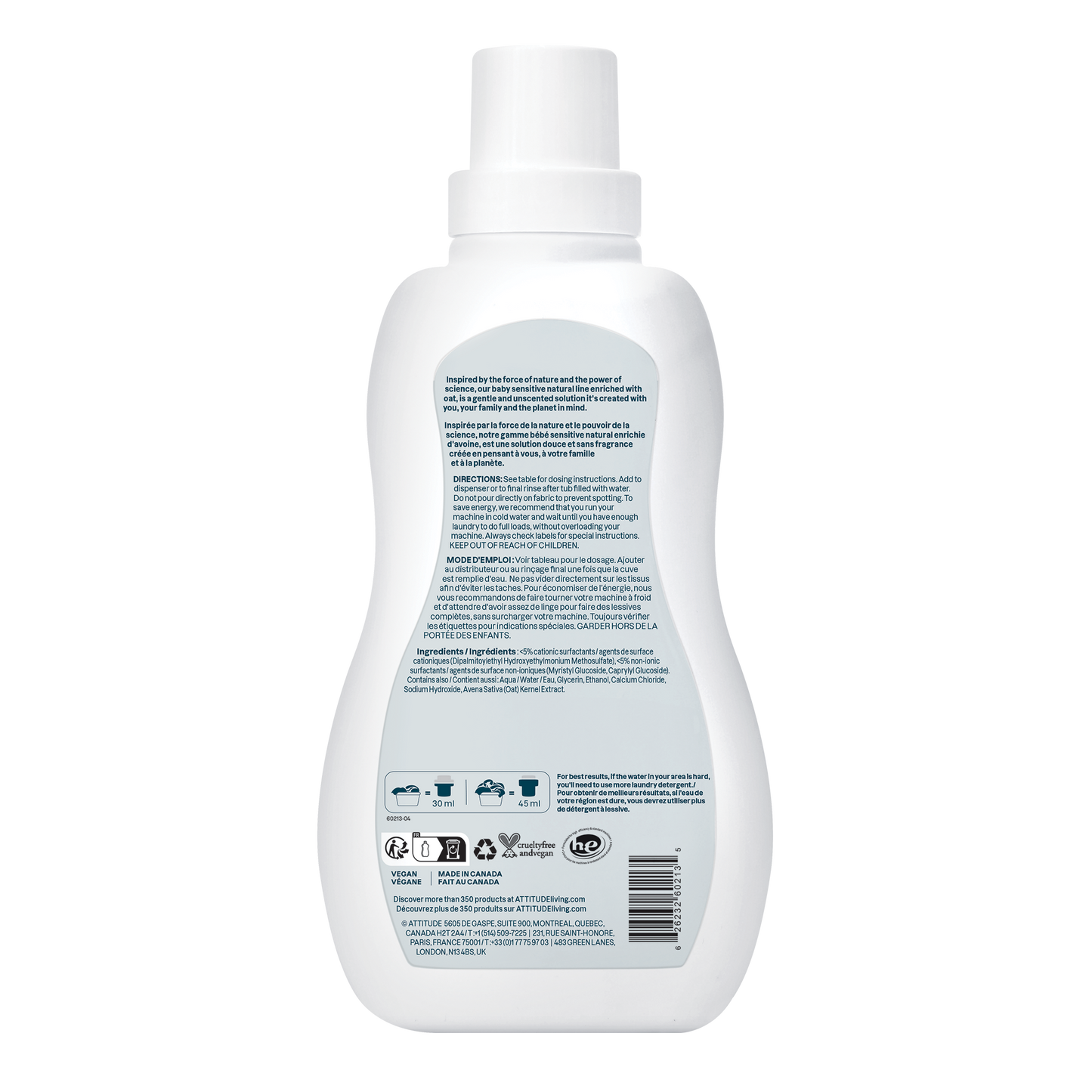 Suavizante para ropa Sensitive Natural Baby Care Attitude 35 lavados