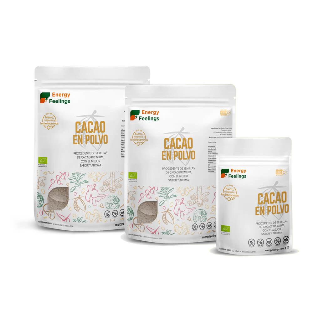 Cacau em pó biológico: (500 g) Embalagem XL