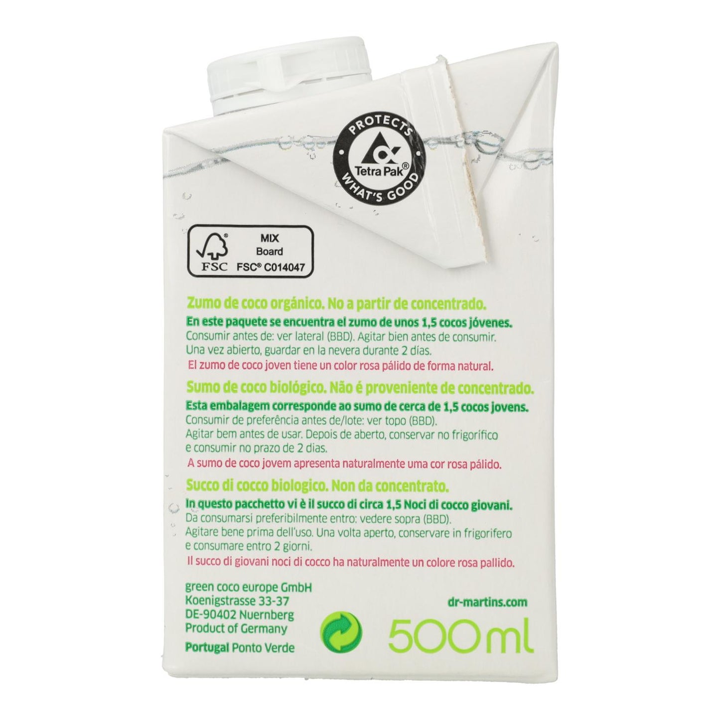 Bebida de Água de Coco Natural Dr. Martins 500 ml