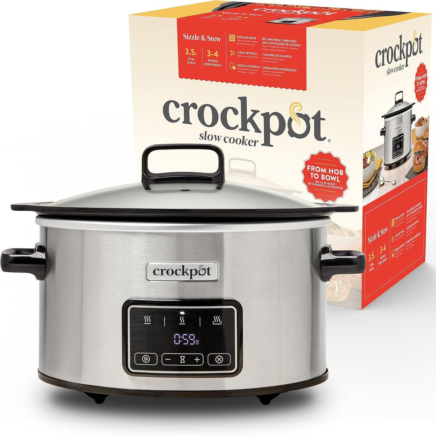 Panela elétrica digital Crockpot Sizzle & Stew 3,5L CSC111X