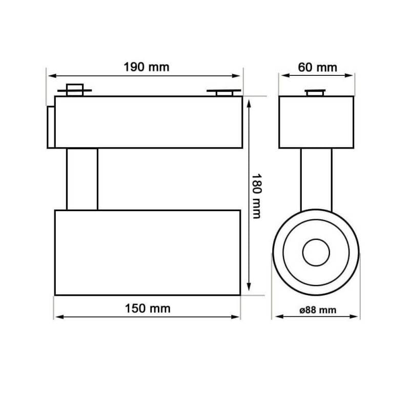 Foco Led Carril Monofásico Zor Rail, Blanco, Cri>90, 30w, Blanco Cálido_5