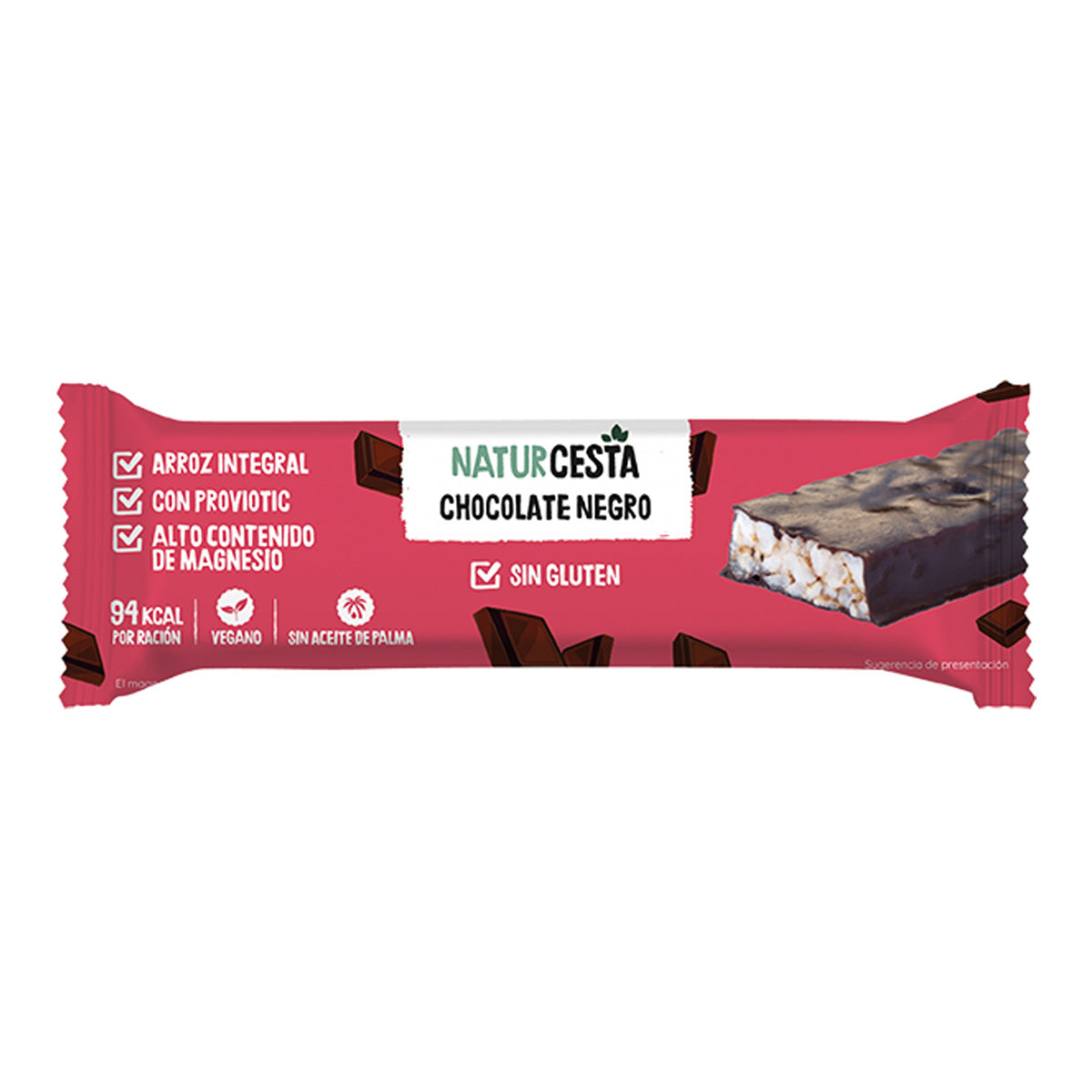 Barra de arroz com chocolate negro sem glúten 18 g