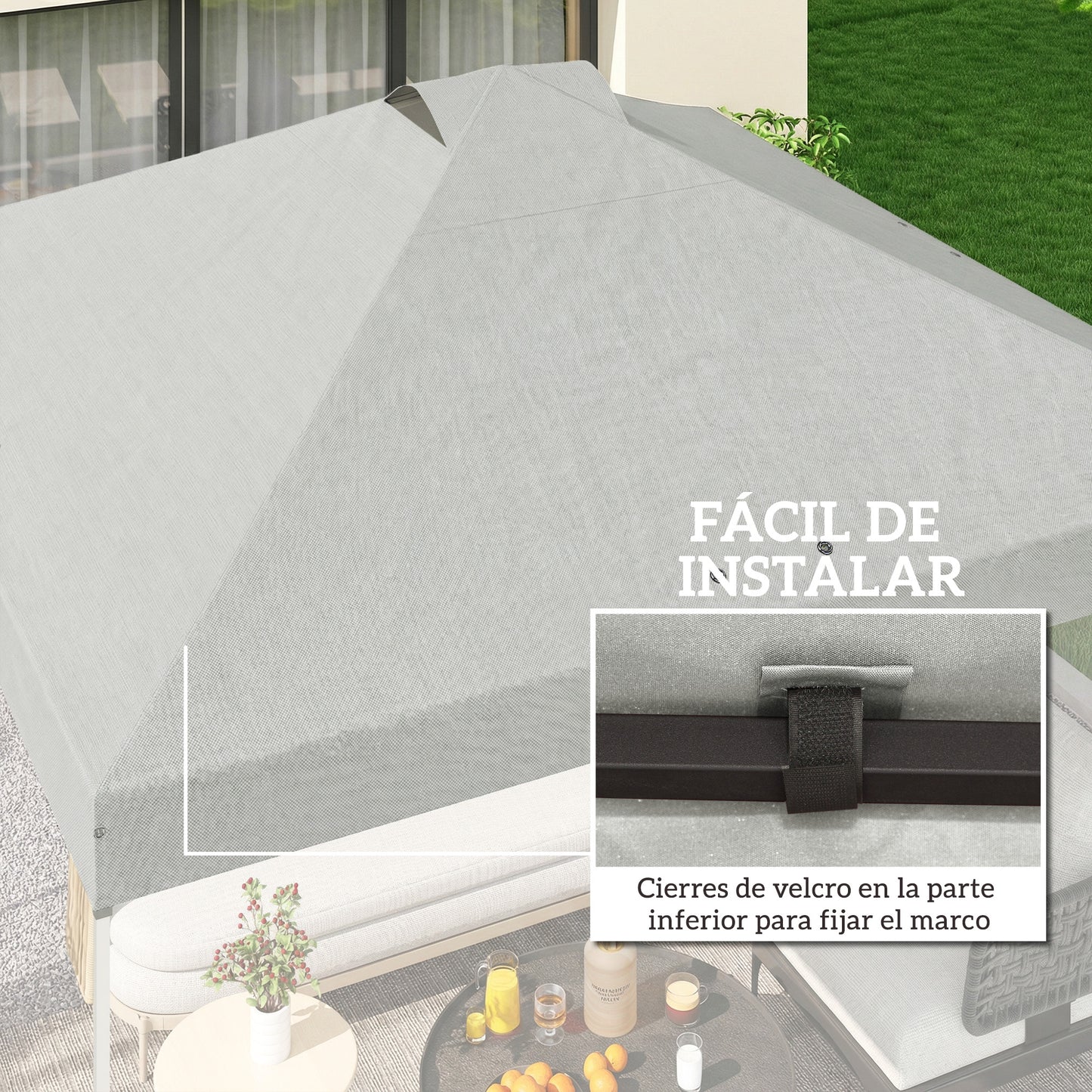 Outsunny Toldo De Pérgola De Recambio 3x3 M Anti-uv50+ Impermeable Blanco_5