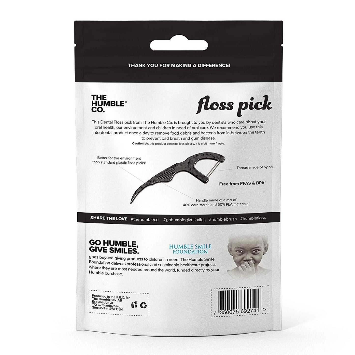 Fio dentário manipulado pela Humble Co.