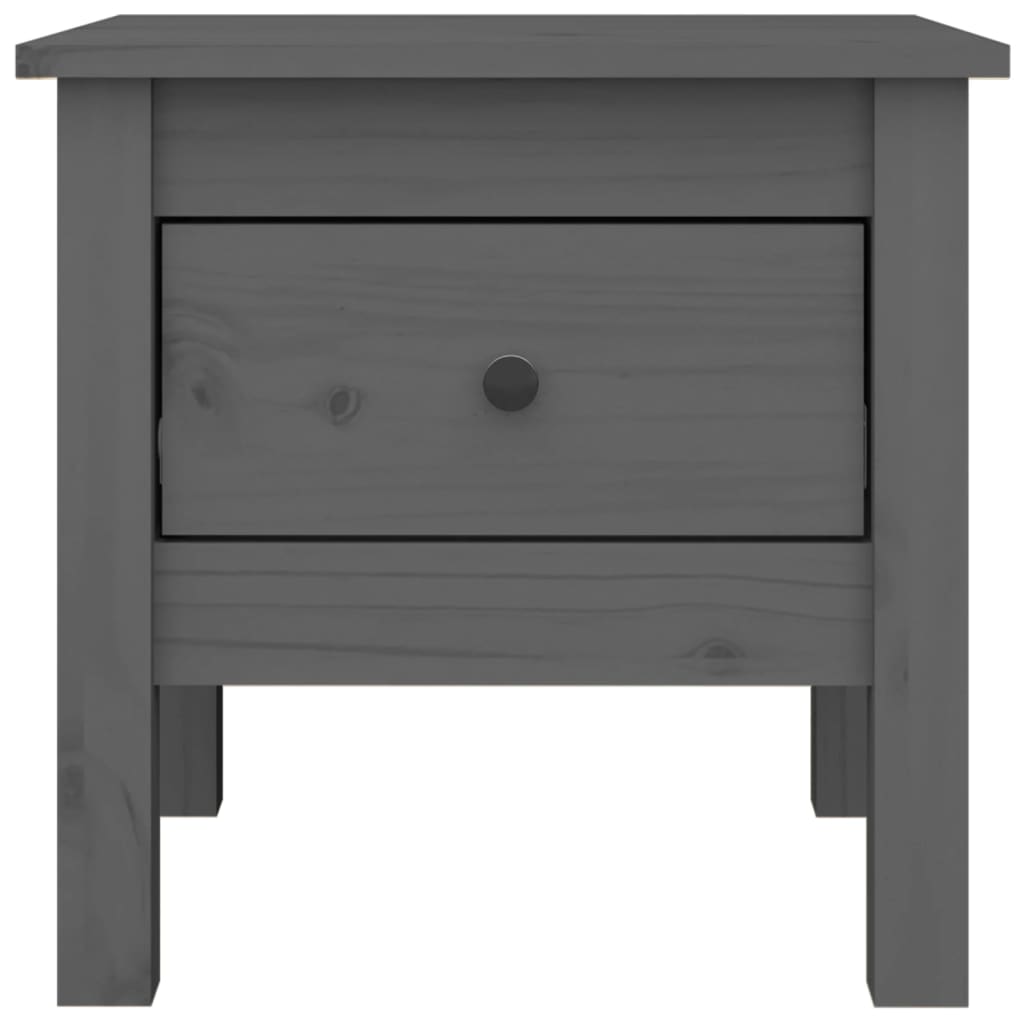 Mesa Auxiliar De Madera Maciza De Pino Gris 40x40x39 Cm_4