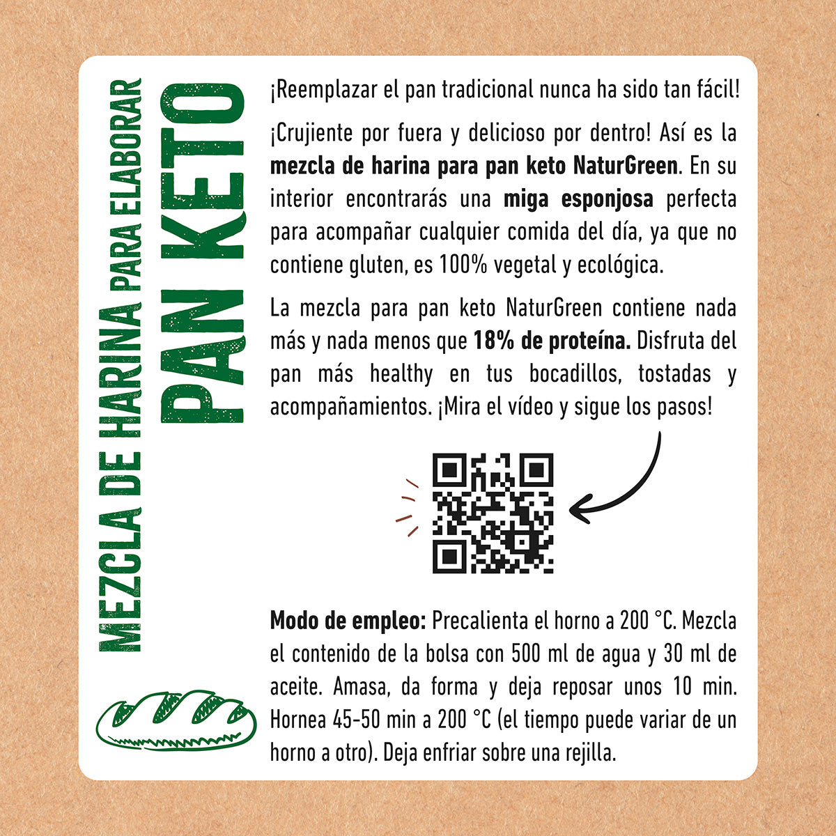 Mistura de farinha para pão cetogénica sem glúten NaturGreen 400g