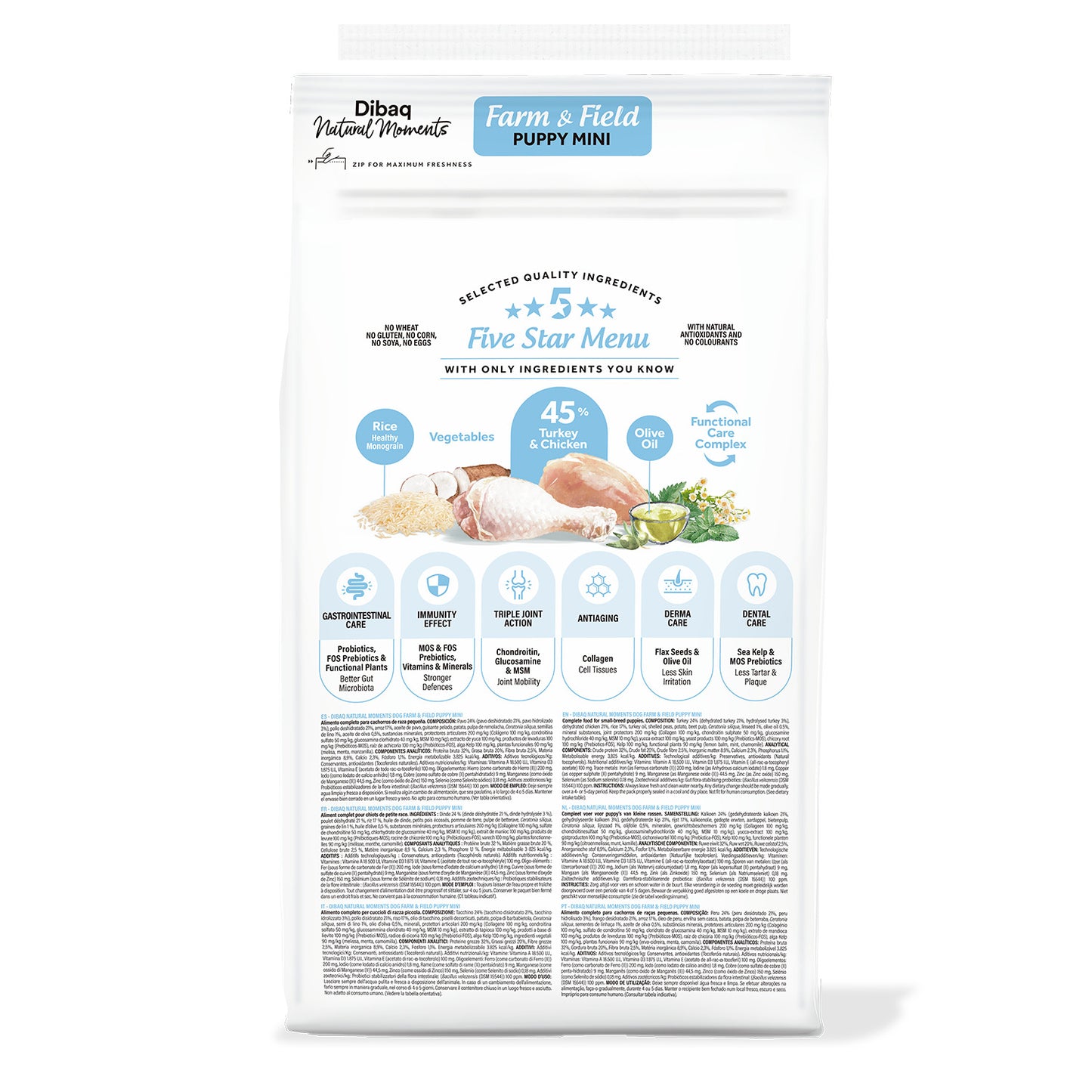 Dibaq Natural Moments 5 Star Pavo Y Pollo Cachorro Razas Pequeñas 2kg_1