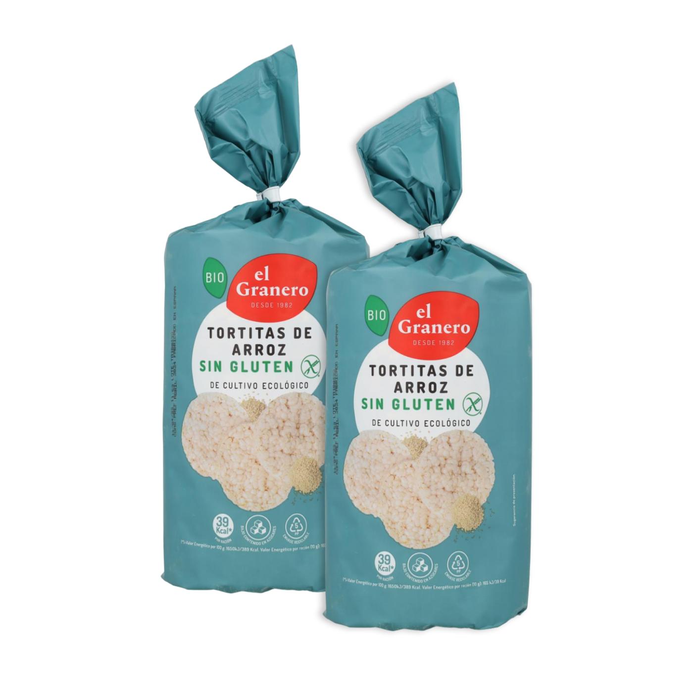 Embalagem de 2 bolinhos de arroz sem glúten El Granero, 115 g
