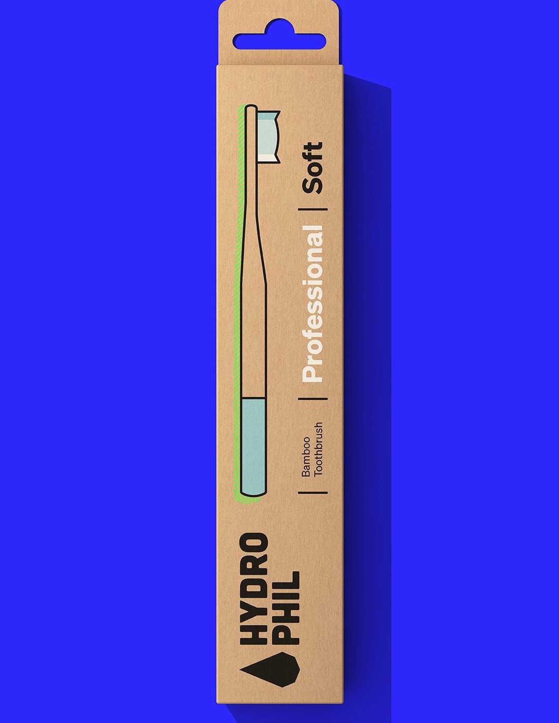 Escova de dentes profissional em bambu macio, cor natural/Mar das Caraíbas