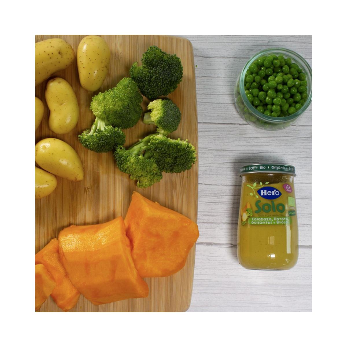 Pote de Abóbora, Batata, Ervilha e Brócolos Eco 190 g - Hero Solo