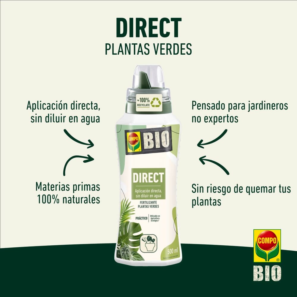 Bio fertilizante direct plantas verdes Compo 500 ml