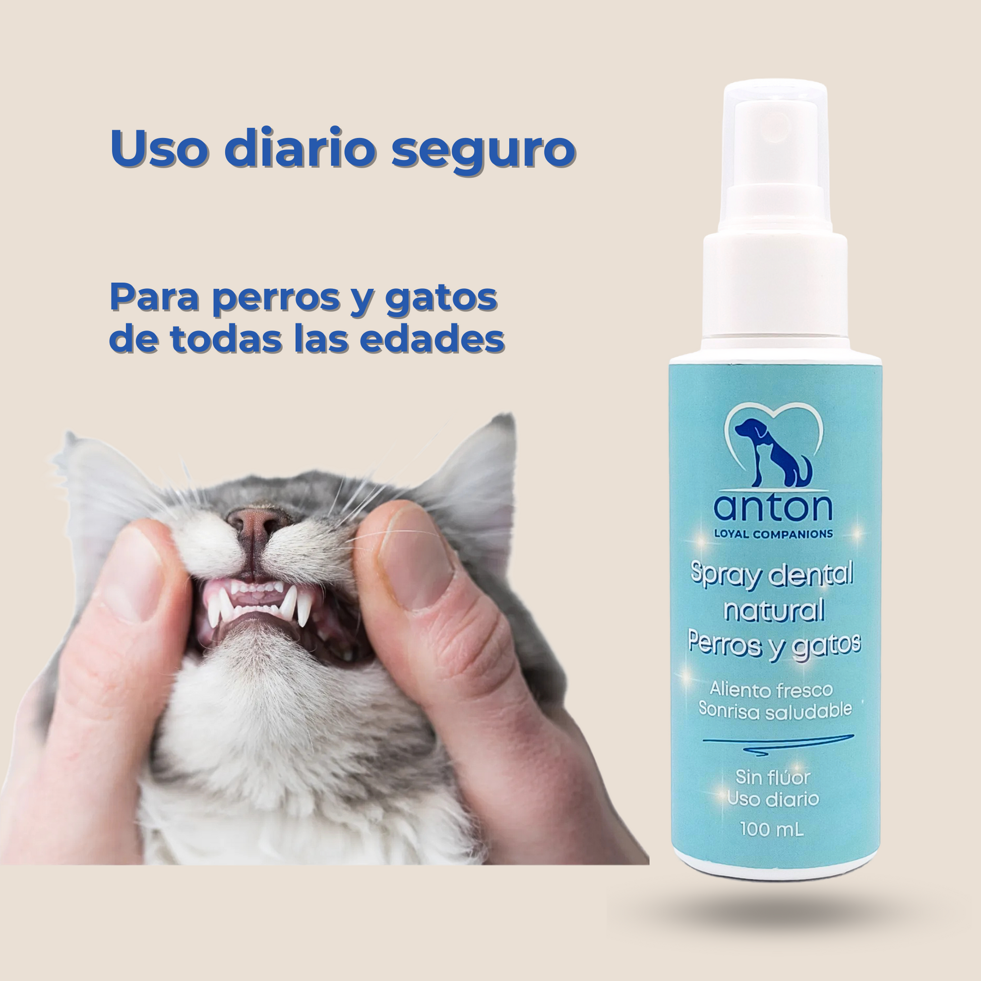 Spray dental natural para perros y gatos – Aliento fresco y limpieza dental 100 ml