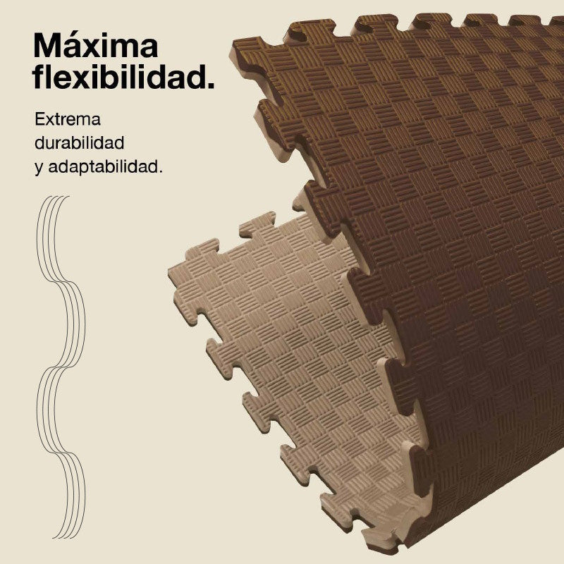 Jowy Tatami Puzzle 2cm 100x100cm – Superficie 5 Líneas Marrón/beige