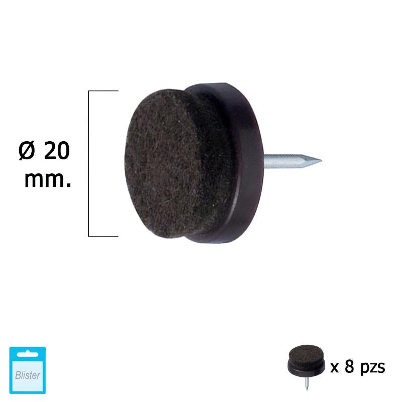 Deslizante Marron Con Fieltro Ø20 (blister 8 Unidades)