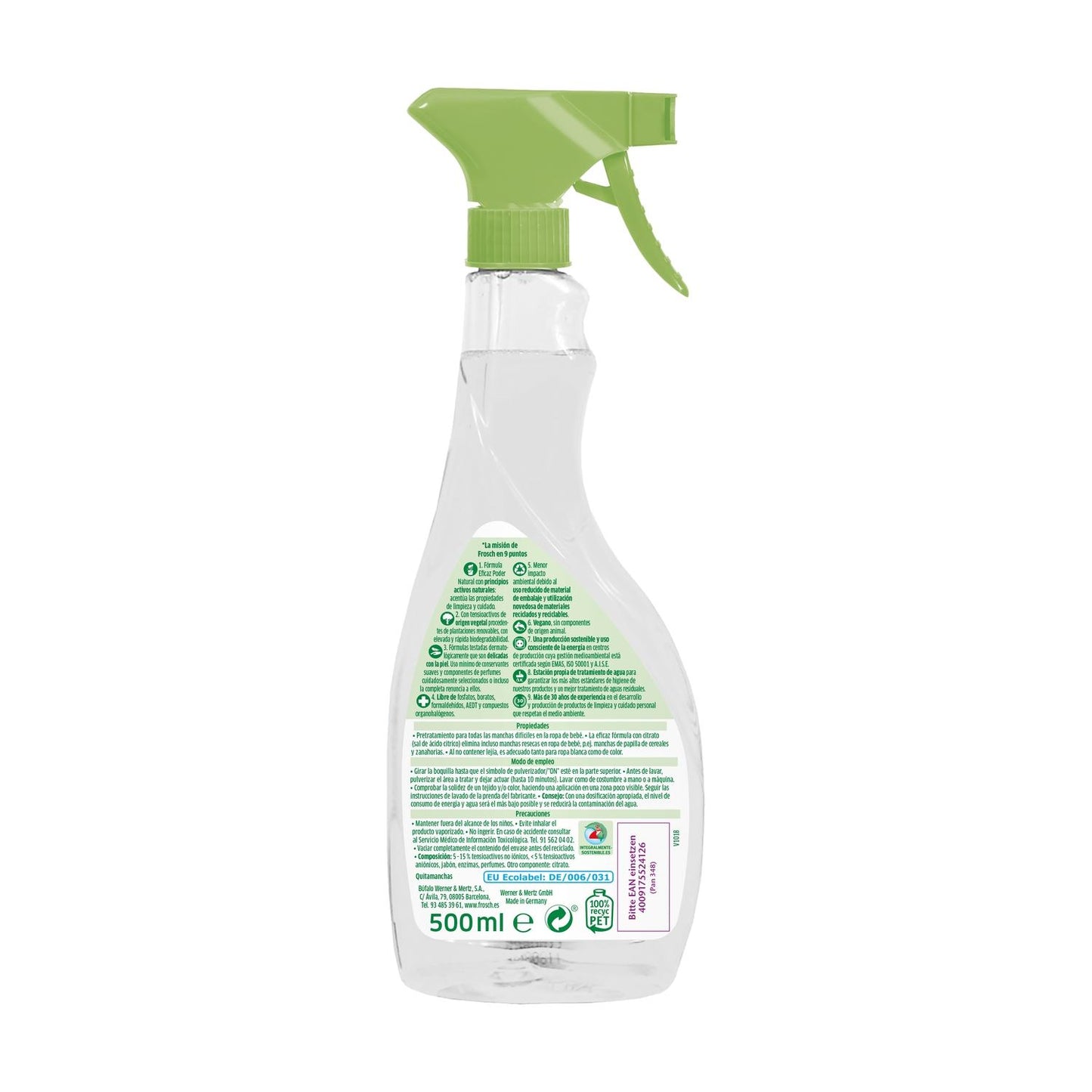 Embalagem com 10x Tira-nódoas para Bebé Frosch 500 ml