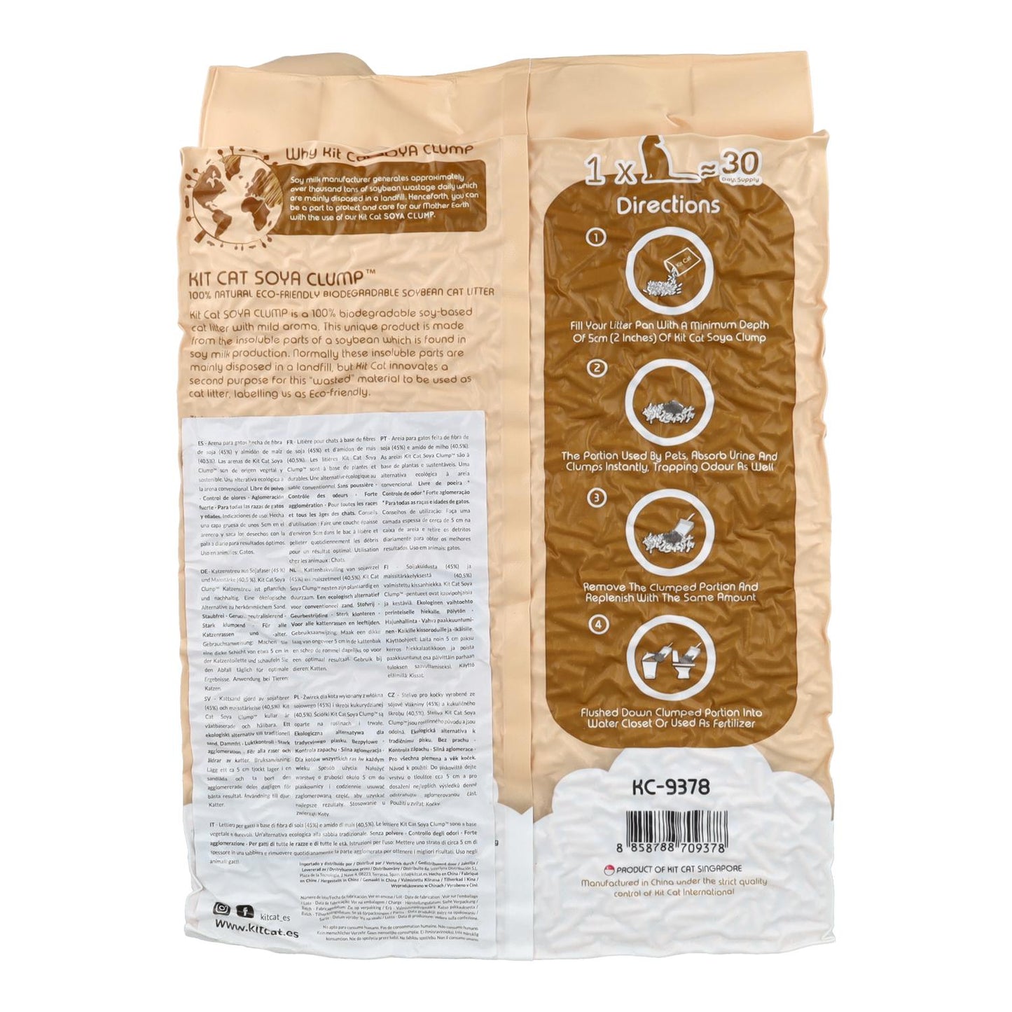 Kit de areia para gatos Eco SoyaClump - Pêssego 7 L