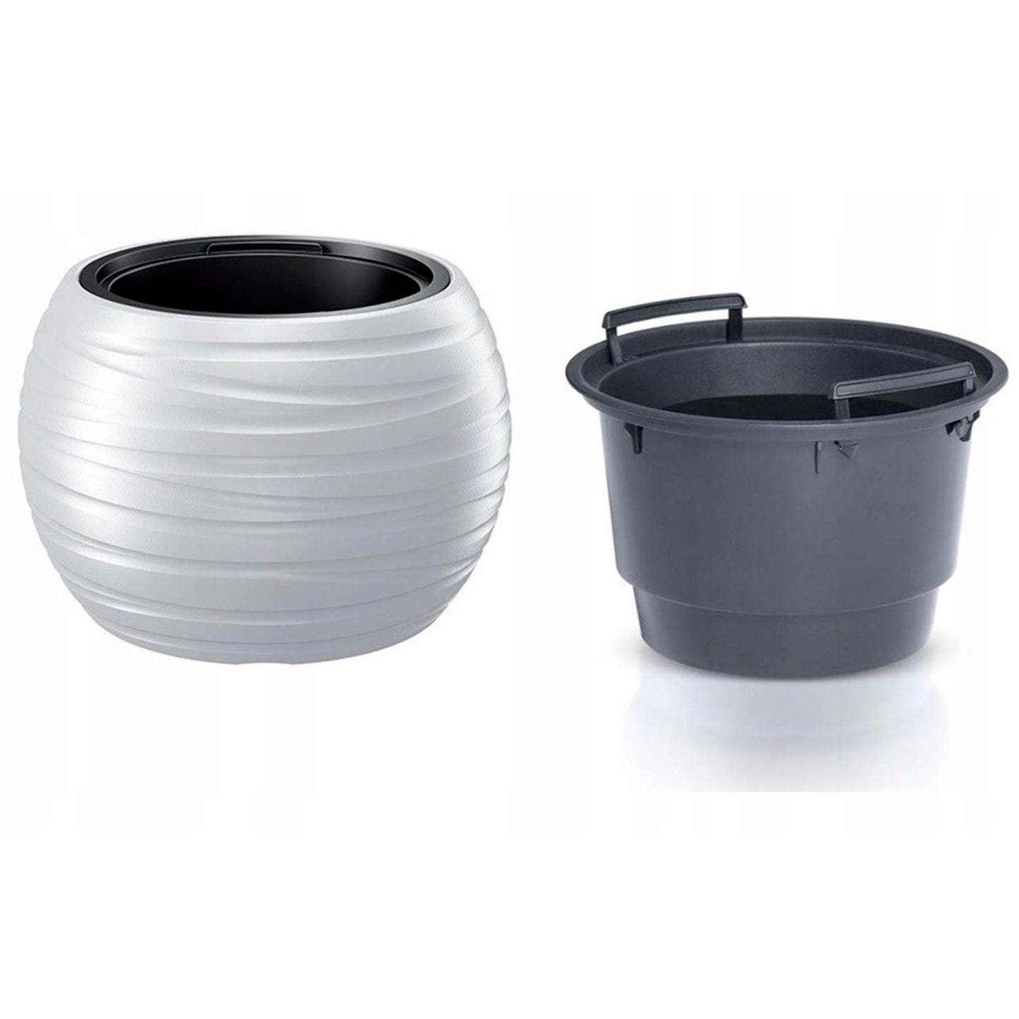 Maceta Redonda Con Deposito 36l Maze De Plastico En Color Blanco 43,6 (largo) X 43,6 (ancho) X 29,9 (altura) Cm_1