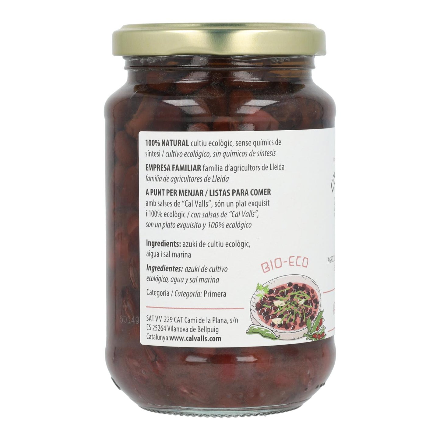 Azuki cozinhado em conserva ecológica Cal Valls, 290 g