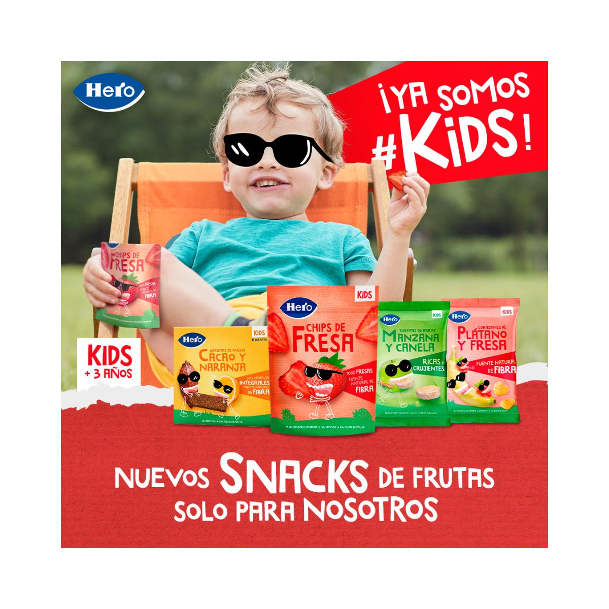 Hero-Kids Salgadinhos de Banana e Morango em Forma de Coração 30g