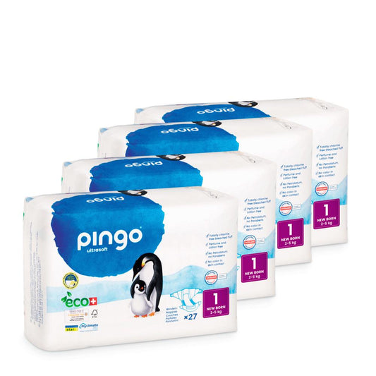 Pack poupança Fraldas T1 (recém-nascido) Pingo 108 unidades
