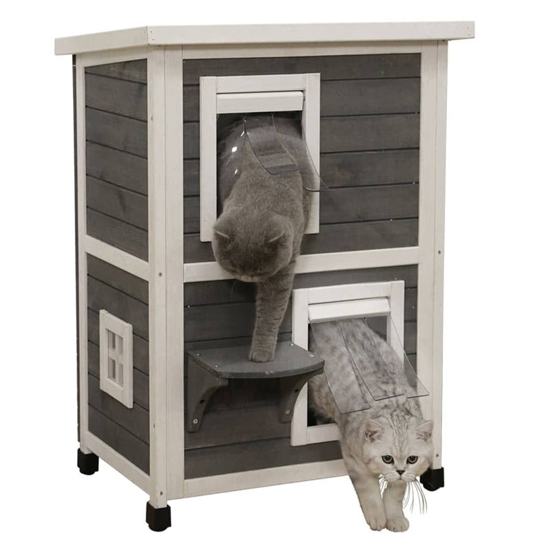 Kerbl Casa Para Gatos De Exterior Family Gris Y Blanco 57x55x80 Cm_5