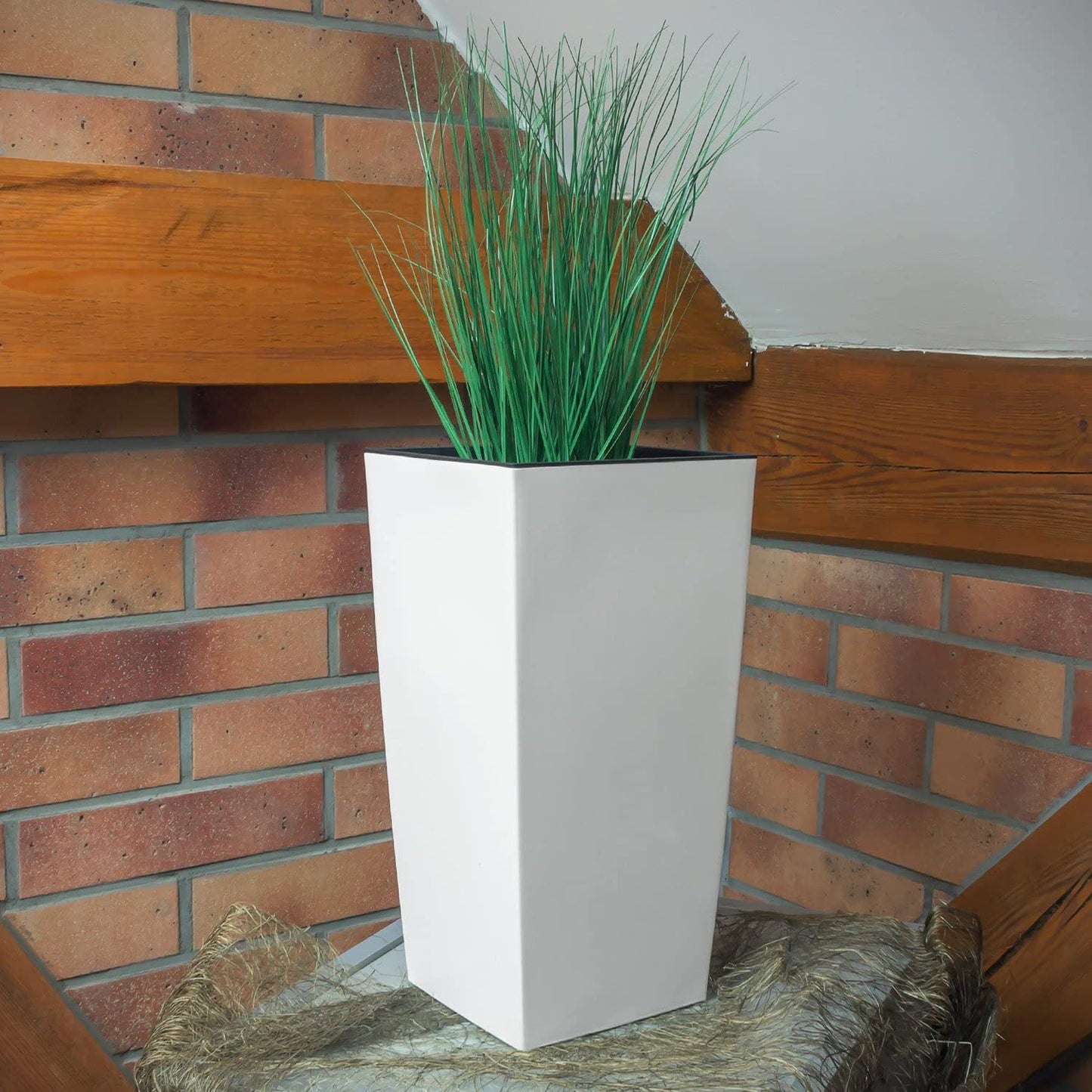 Macetero Zanvic Urbi 26,6 Litros De Plástico Fower Pot Con Interior Liner 27 X 27 X 50 Cm Blanco_5