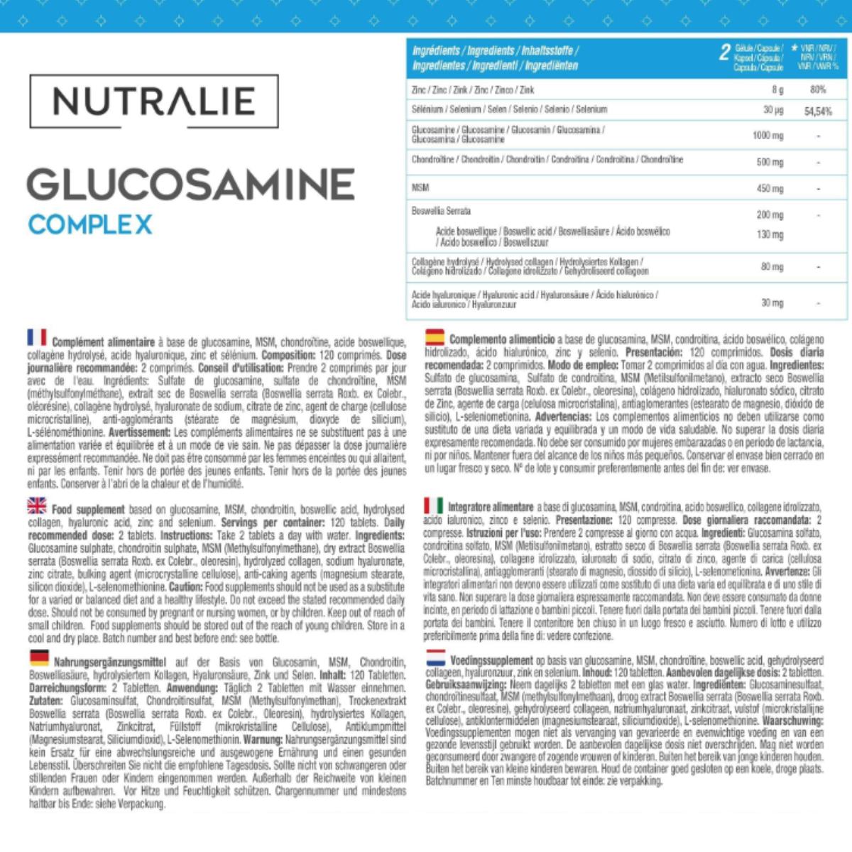 Nutralie Complexo de Glucosamina + MSN + Condroitina Articulações 120 comprimidos