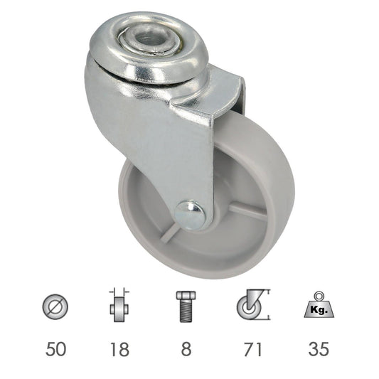 Rueda Domestica Ø 50 Mm. Agujero Pasante Ø 8 Mm.