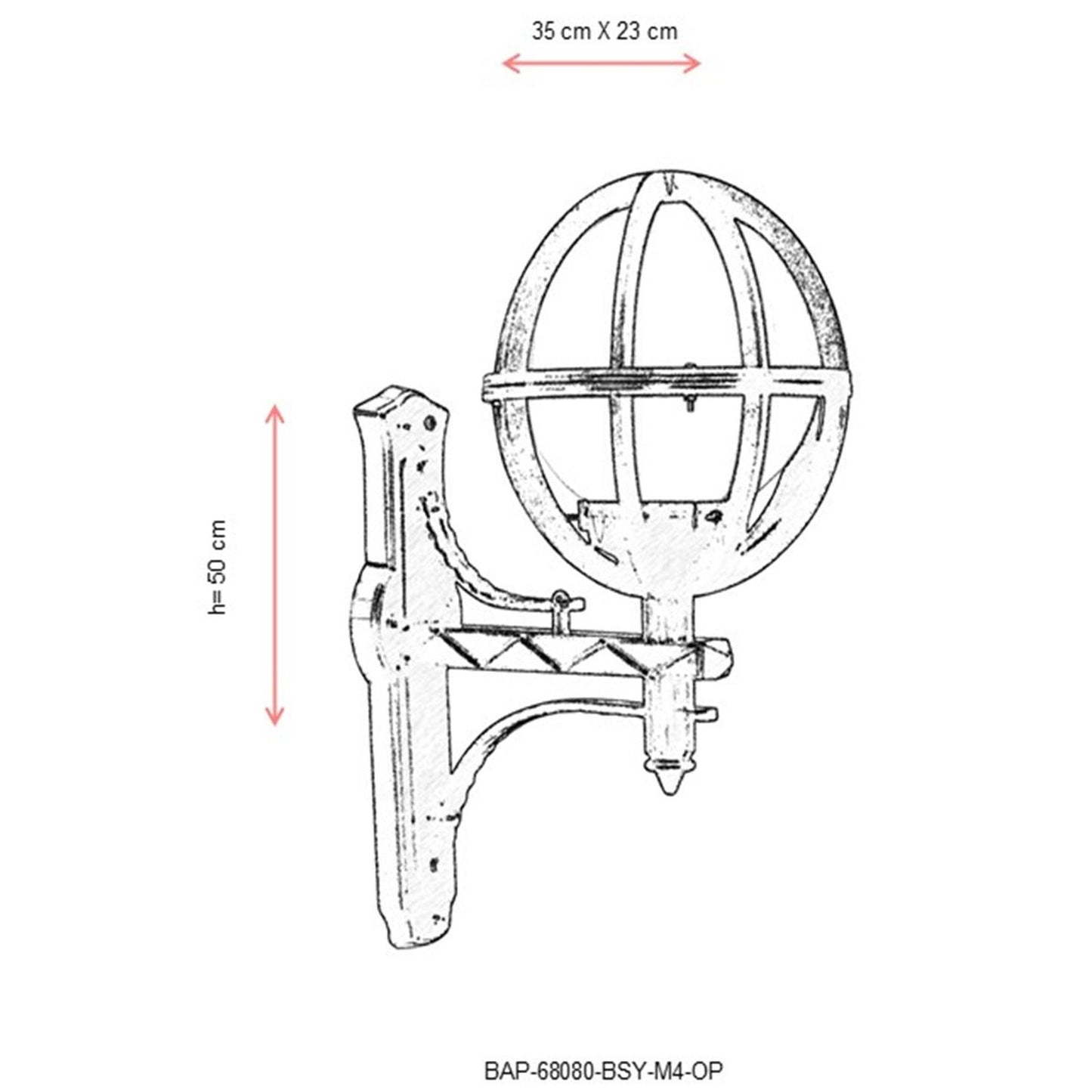Aplique De Pared Globo En Ángulo Para Exterior, Abs , Negro, 35x23x50, Casquillo E 27 Max 60 W
