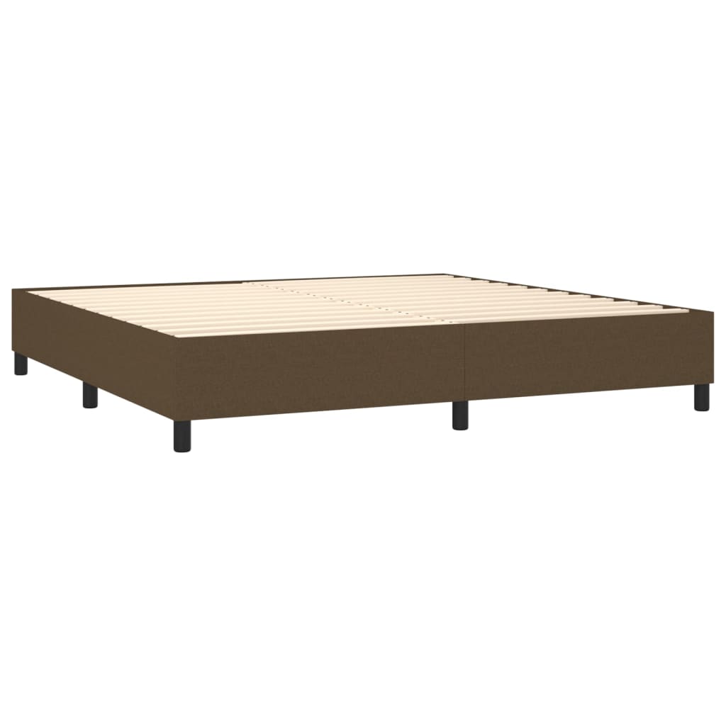Cama Box Spring Colchón Luces Led Tela Marrón Oscuro 200x200 Cm / Vetonek_5