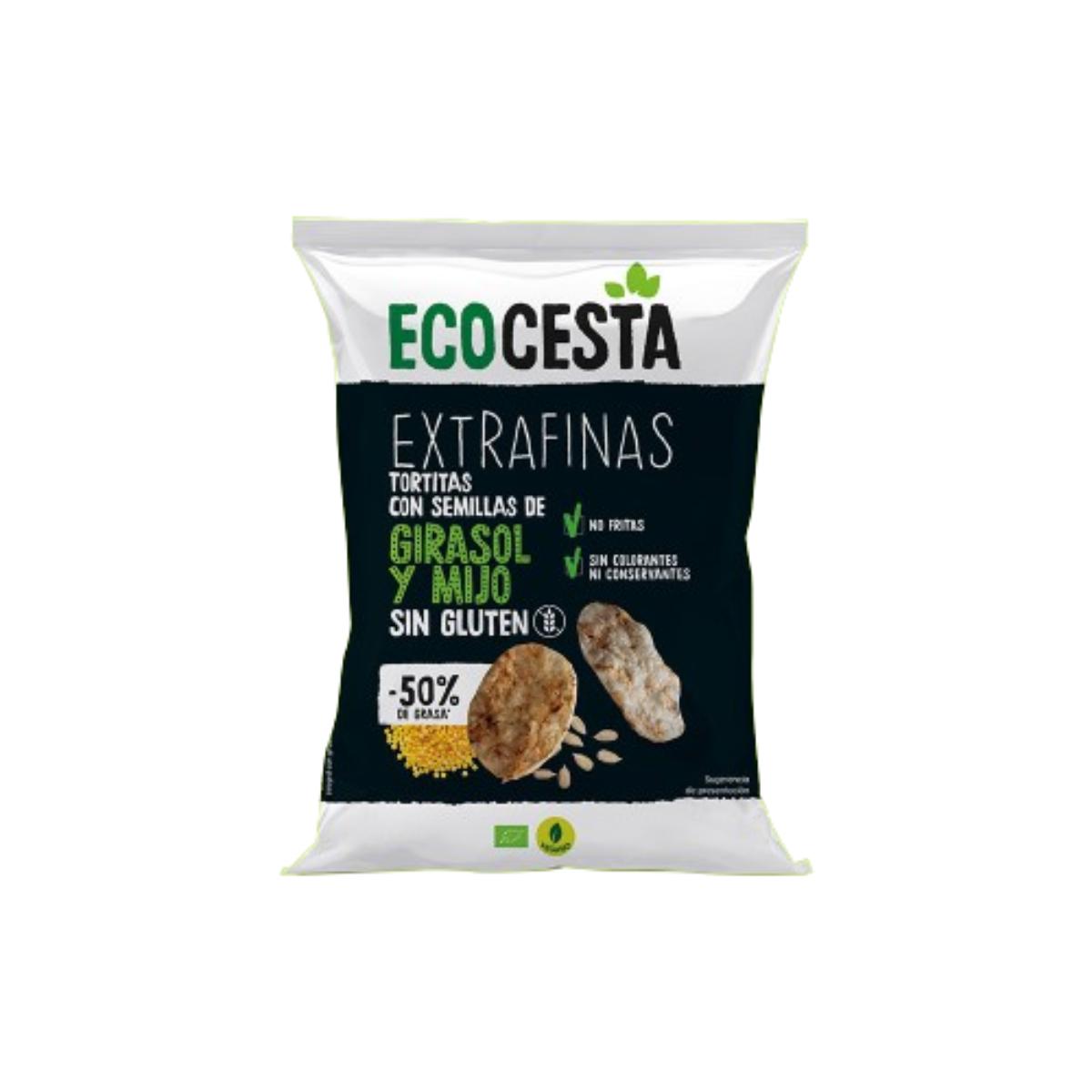 Bolinhos de arroz integral extrafinos com girassol e milho-miúdo, sem glúten, Ecocesta BIO, 60 g