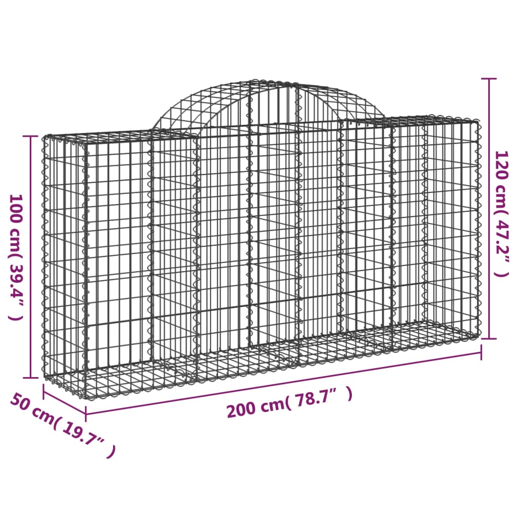 Cestas De Gaviones 3 Uds Forma De Arco Hierro 200x50x100/120cm_5