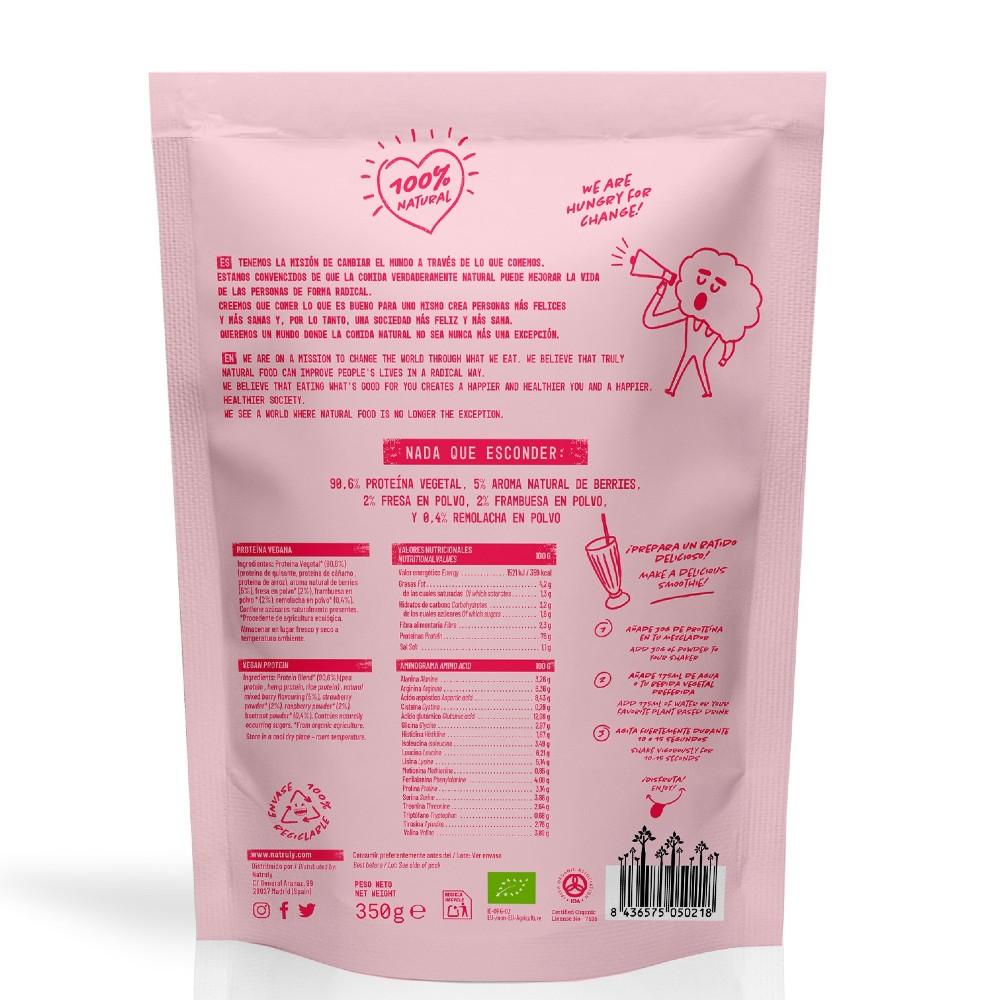 Proteína Vegan Natruly Framboesa Morango, 350g