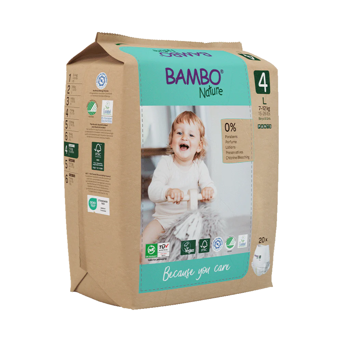 Calças Bambo Nature T4 (7-12kg) 20 unidades